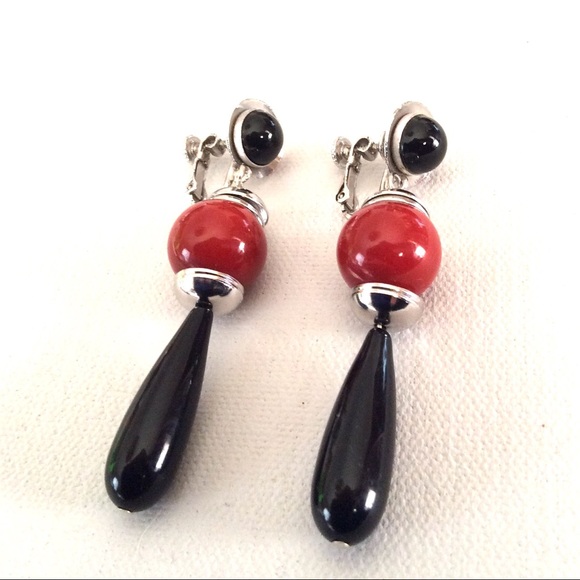 Mod Acrylic/ Lucite Dangle Earrings Teardrop Retro - Picture 2 of 7